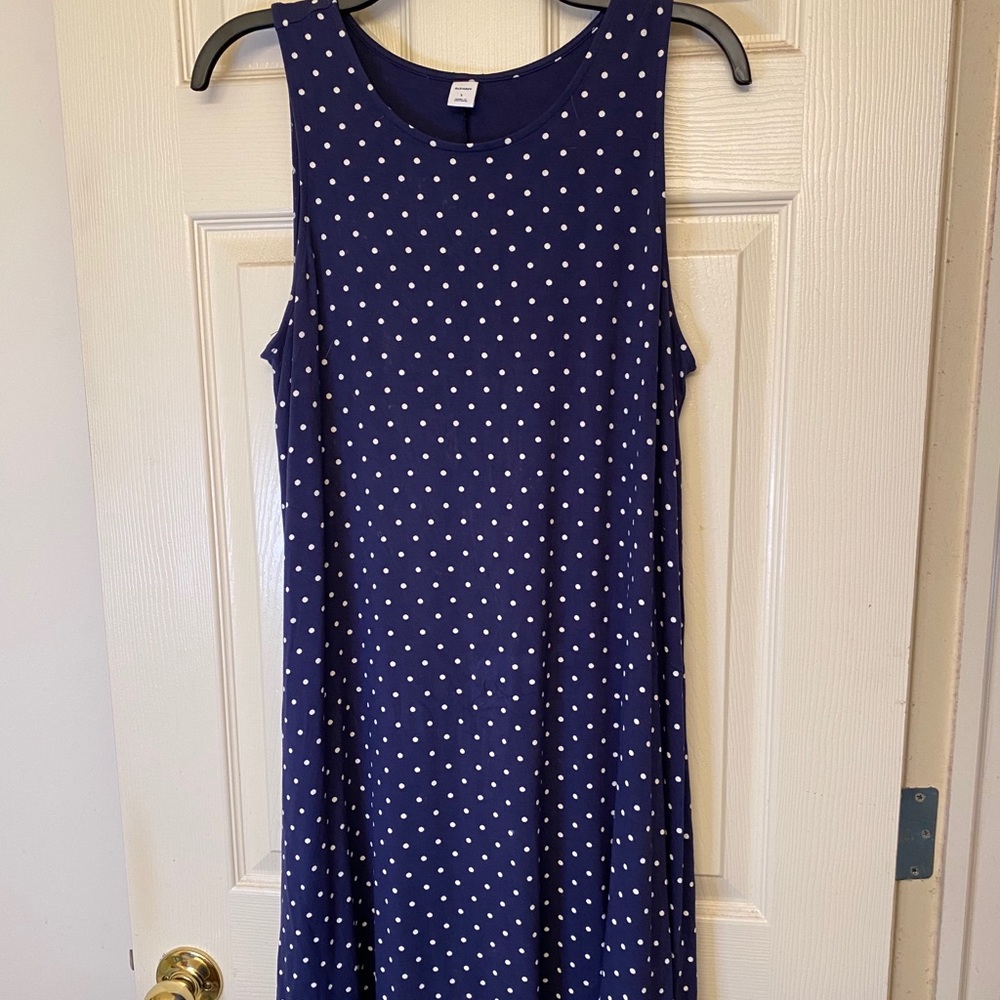 Blue Polka Dot Swing Dress
